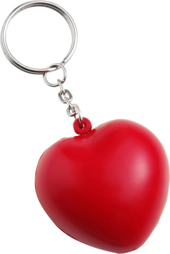 Anti-Stress Herz aus PU Schaum mit Metall-Schlüsselkette. - Bild vergrößern