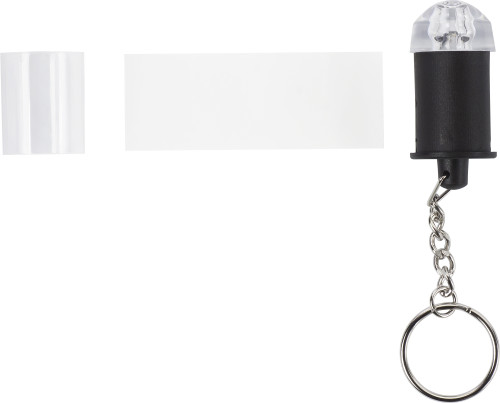 Schlüsselanhänger mit Taschenlampe, wechselbarem Papiereinleger für die Werbeanbringung und Metall-Schlüsselring. - Bild vergrößern