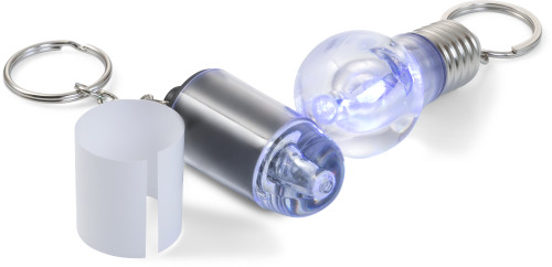 Schlüsselanhänger aus Kunststoff, mit LED-Lampe (weiß) und Metall-Schlüsselring. - Bild vergrößern