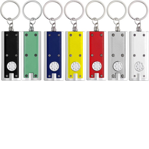 Schlüsselanhänger aus Kunststoff, mit LED-Lampe (weiß) und Metall-Schlüsselring. - Bild vergrößern