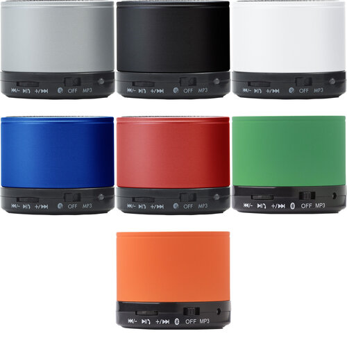 BT/Wireless Lautsprecher mit Lautstärkeregler, sowie Vor-/ Zurück-Tasten, Ein-/Ausschalter, inkl. Ladekabel (Länge 50 cm) und Schalter für die Auswahl des Wireless- oder MP3-Modus. Laufzeit: ca. 3 Std. - Bild vergrößern