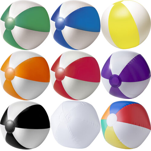 Aufblasbarer Wasserball aus PVC, zweifarbig, inklusive Mundstück. - Bild vergrößern