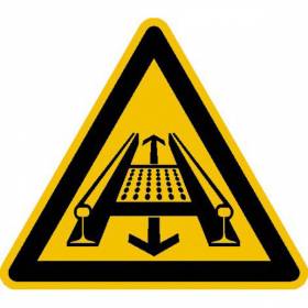 Warnung vor Gefahr durch eine Förderanlage im Gleis - Bild vergrern