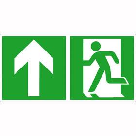 Notausgang (links) mit Richtungsangabe aufwärts bzw. geradeaus - Bild vergrern